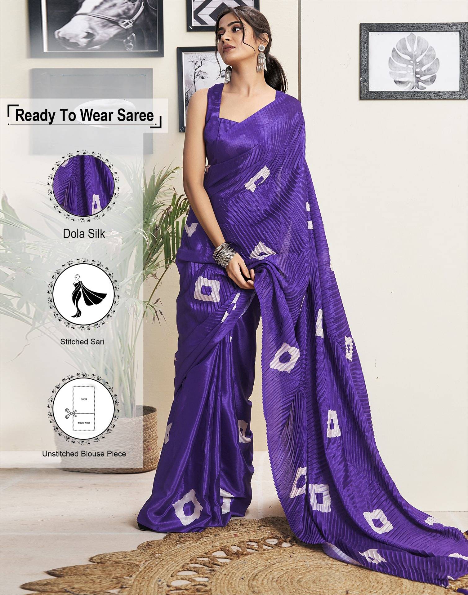 Satrani Silk Printed Saree With Unstitched Blouse Piece ( Indigo ) Satrani Silk Printed Saree With Unstitched Blouse Piece ( Indigo )