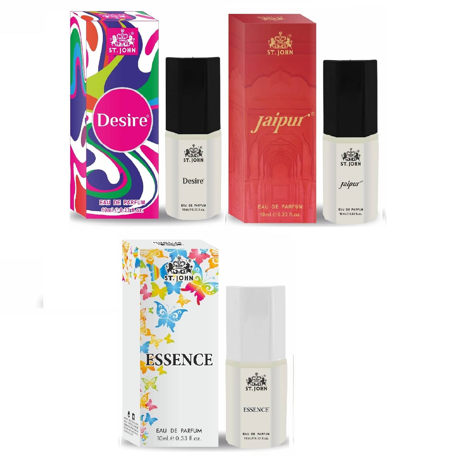 St. John Desire & Jaipur & Essence 10ml each Pocket Perfume for Men 30 ml ( Pack of 3 ) St. John Desire & Jaipur & Essence 10ml each Pocket Perfume for Men 30 ml ( Pack of 3 )