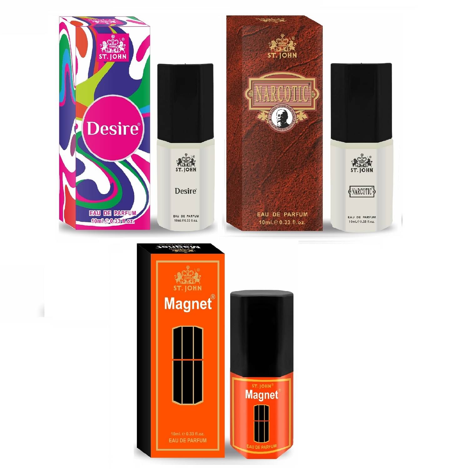     			St. John Desire & Visa & Narcotic 10ml each Pocket Perfume for Men 10 ml ( Pack of 3 )