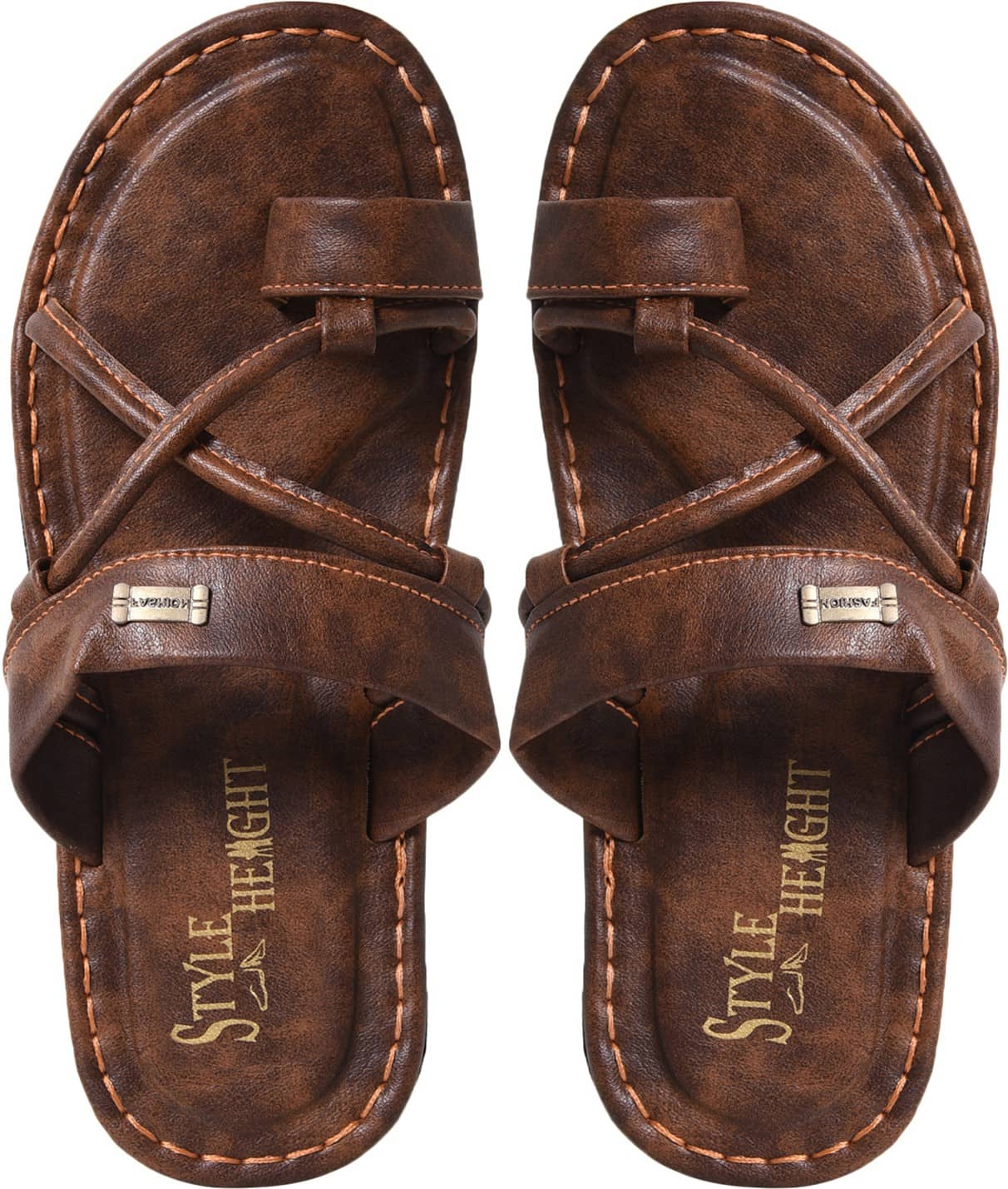Style Height Beige Men's Leather Slipper