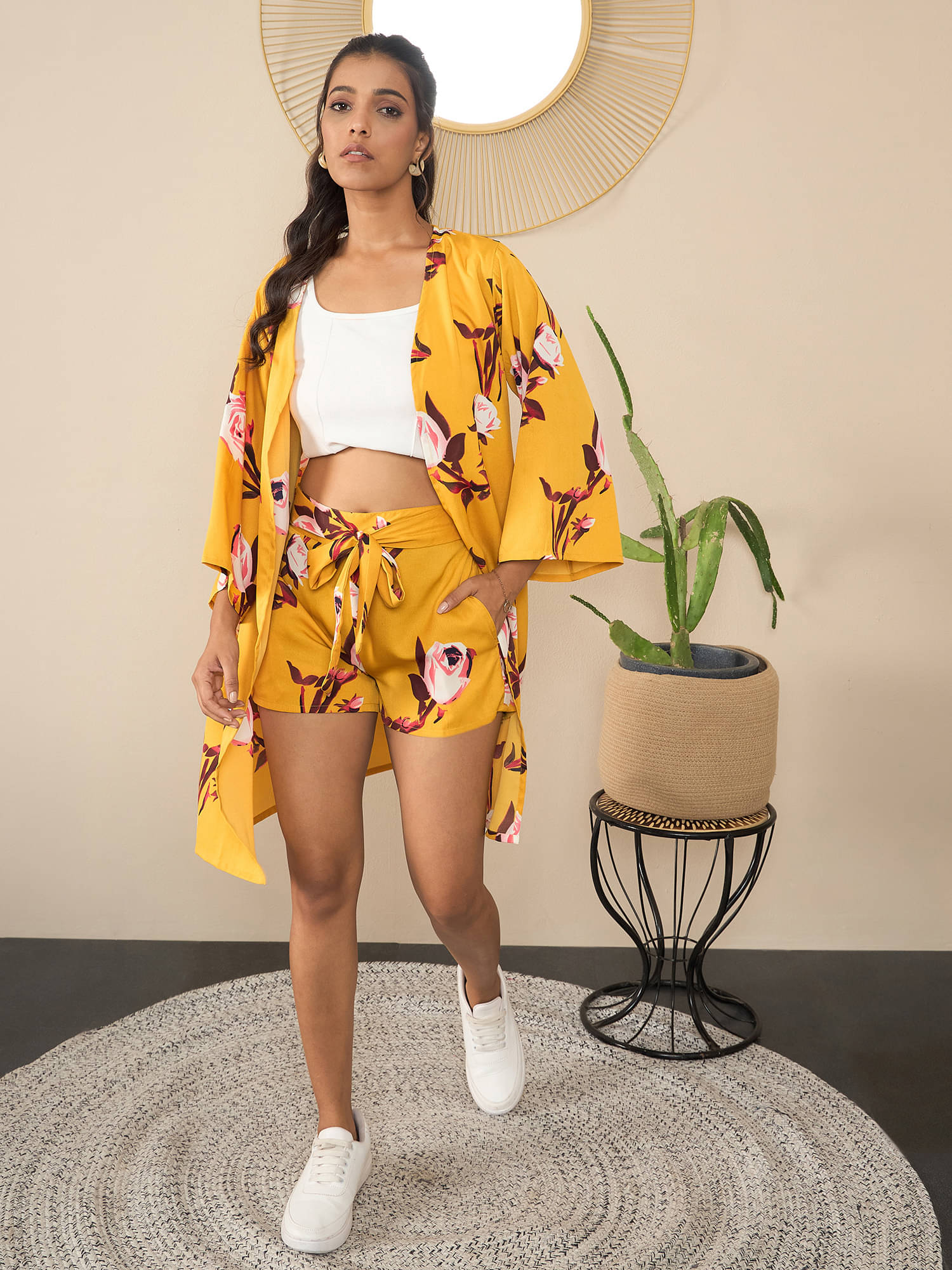     			StyleStone Women Printed Shirt With Shorts Co-Ord Set ( Mustard )
