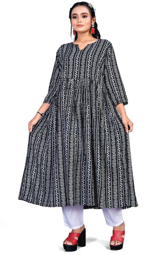 THE PRIVATE LABLE Rayon Printed Kurti With Pants Women's Stitched Salwar Suit - Black ( Pack of 1 ) THE PRIVATE LABLE Rayon Printed Kurti With Pants Women's Stitched Salwar Suit - Black ( Pack of 1 )