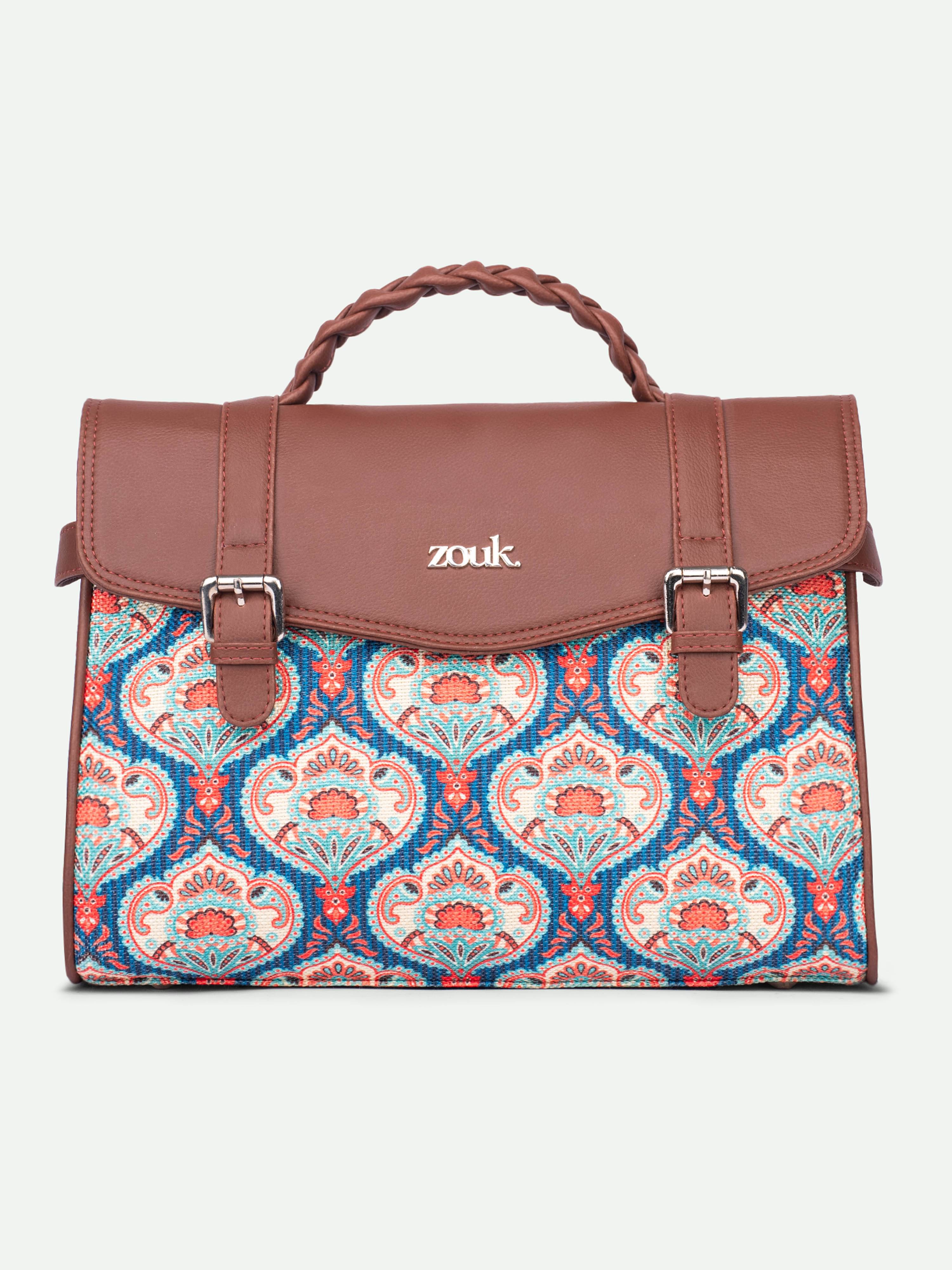     			Zouk Handheld Bag Jute Set of 1 ( Blue )