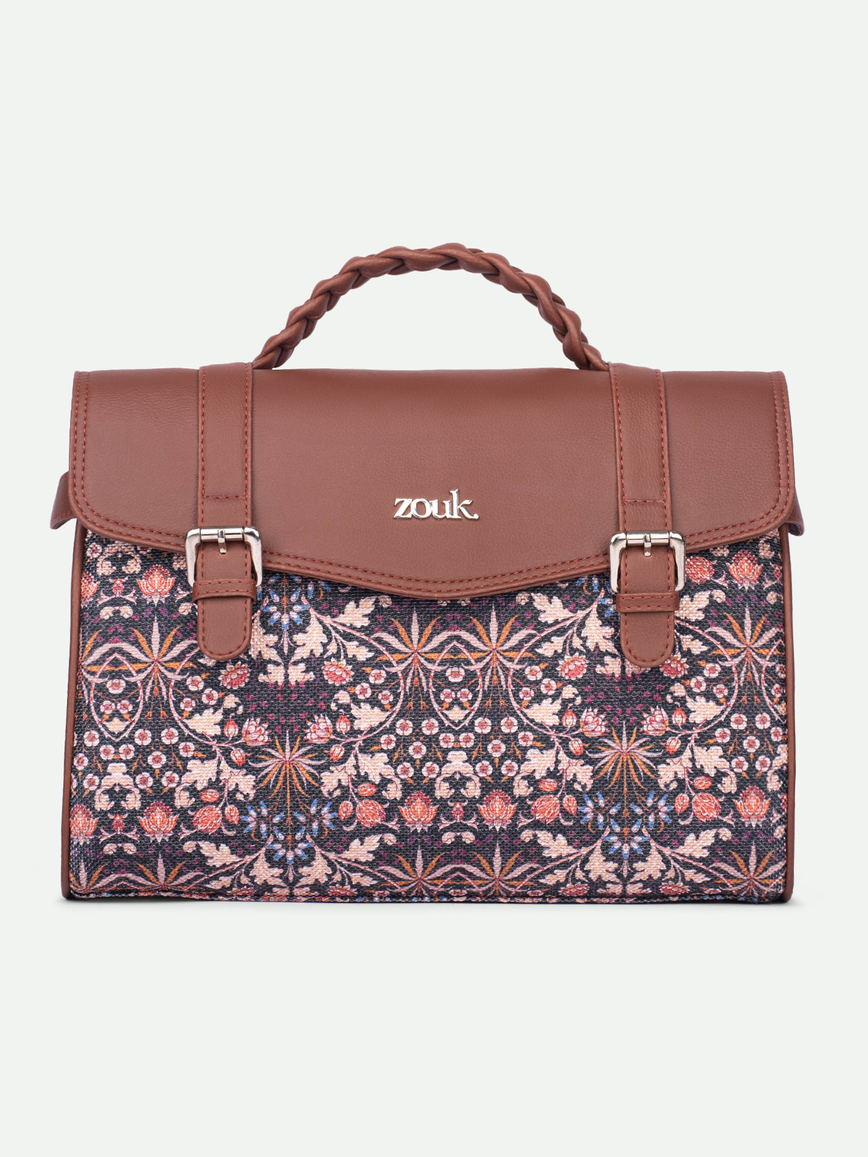     			Zouk Satchel Bag Jute Set of 1 ( Multicolor )