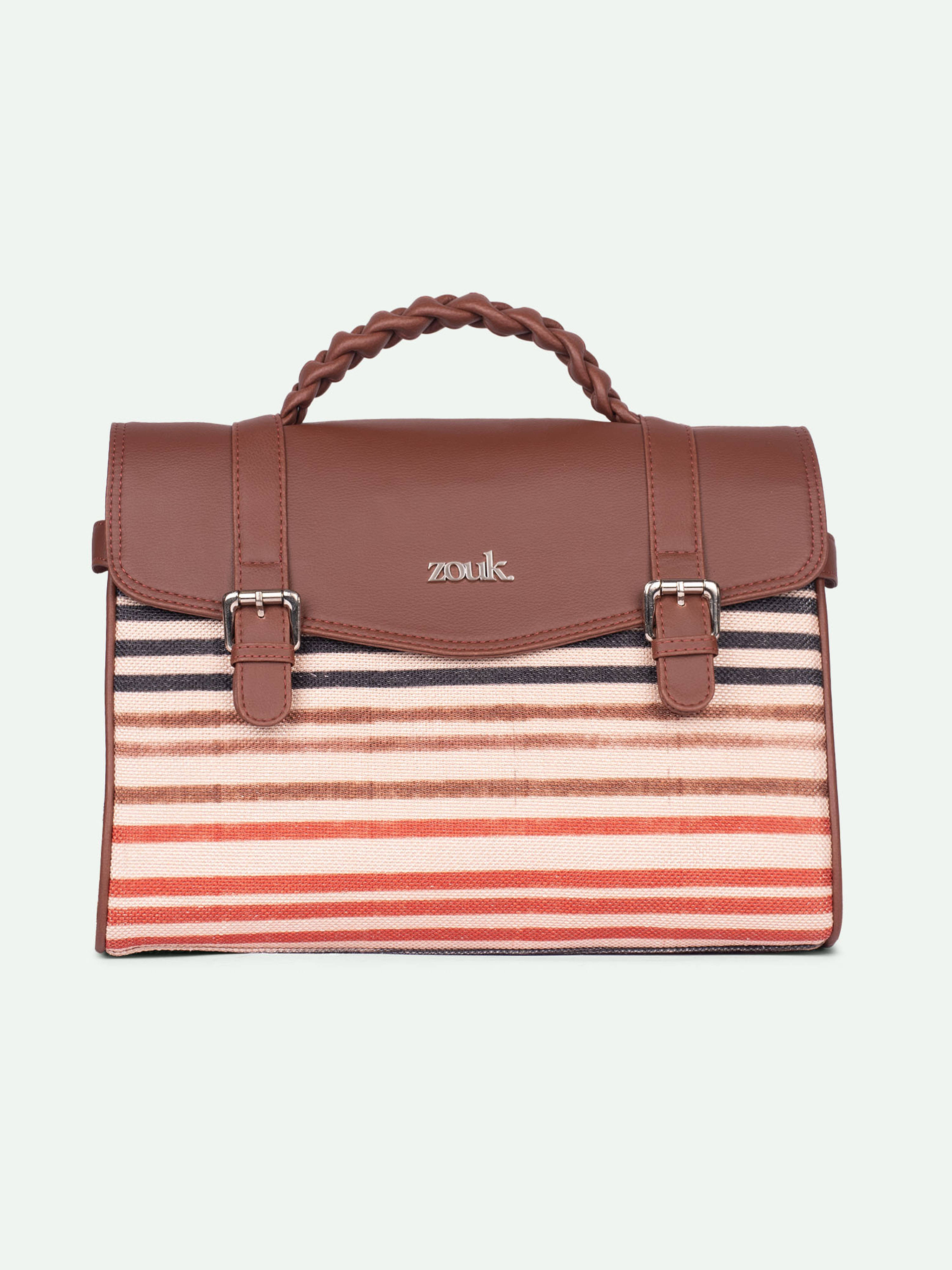     			Zouk Satchel Bag Jute Set of 1 ( Multicolor )