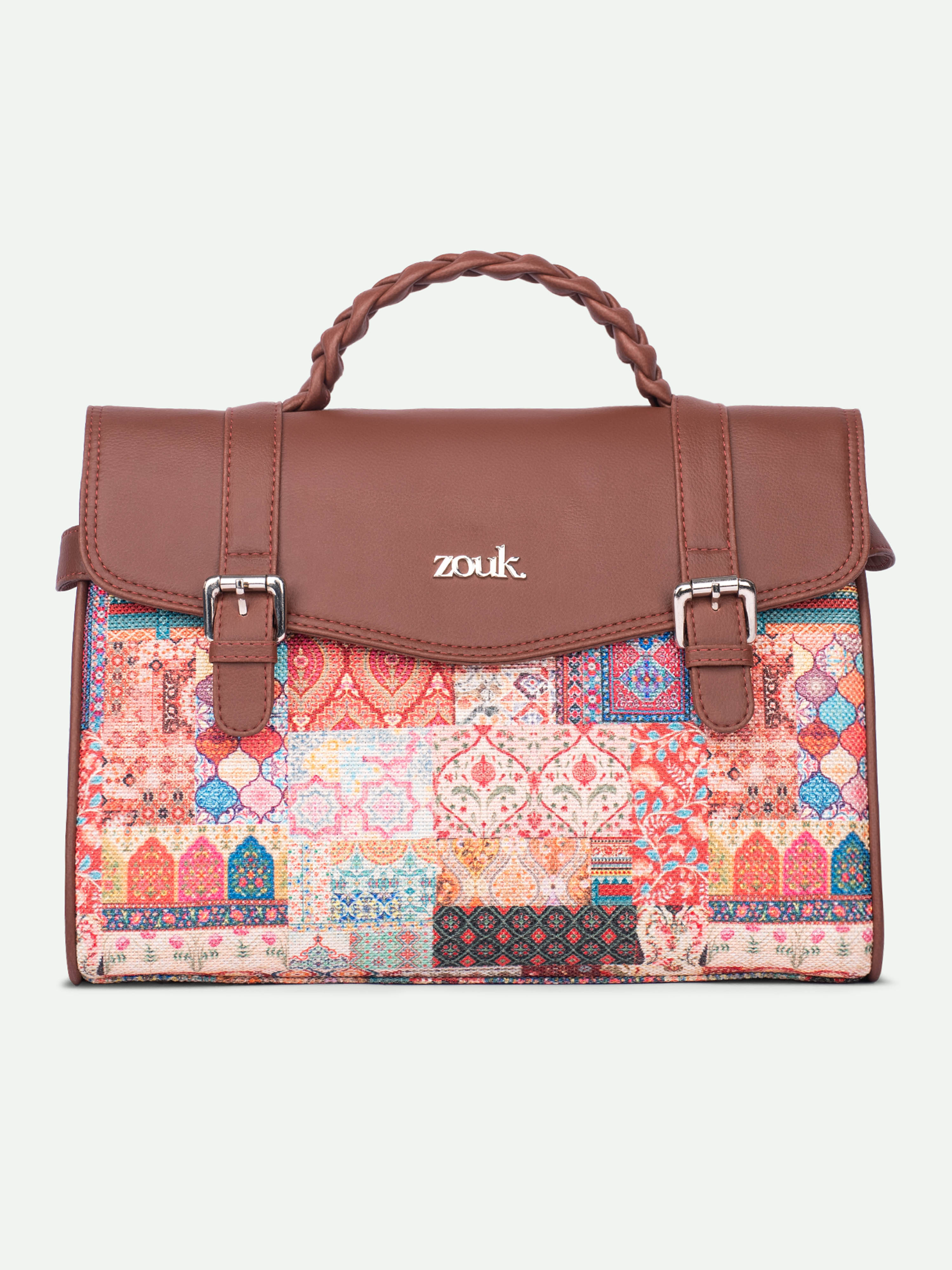     			Zouk Satchel Bag Jute Set of 1 ( Multicolor )