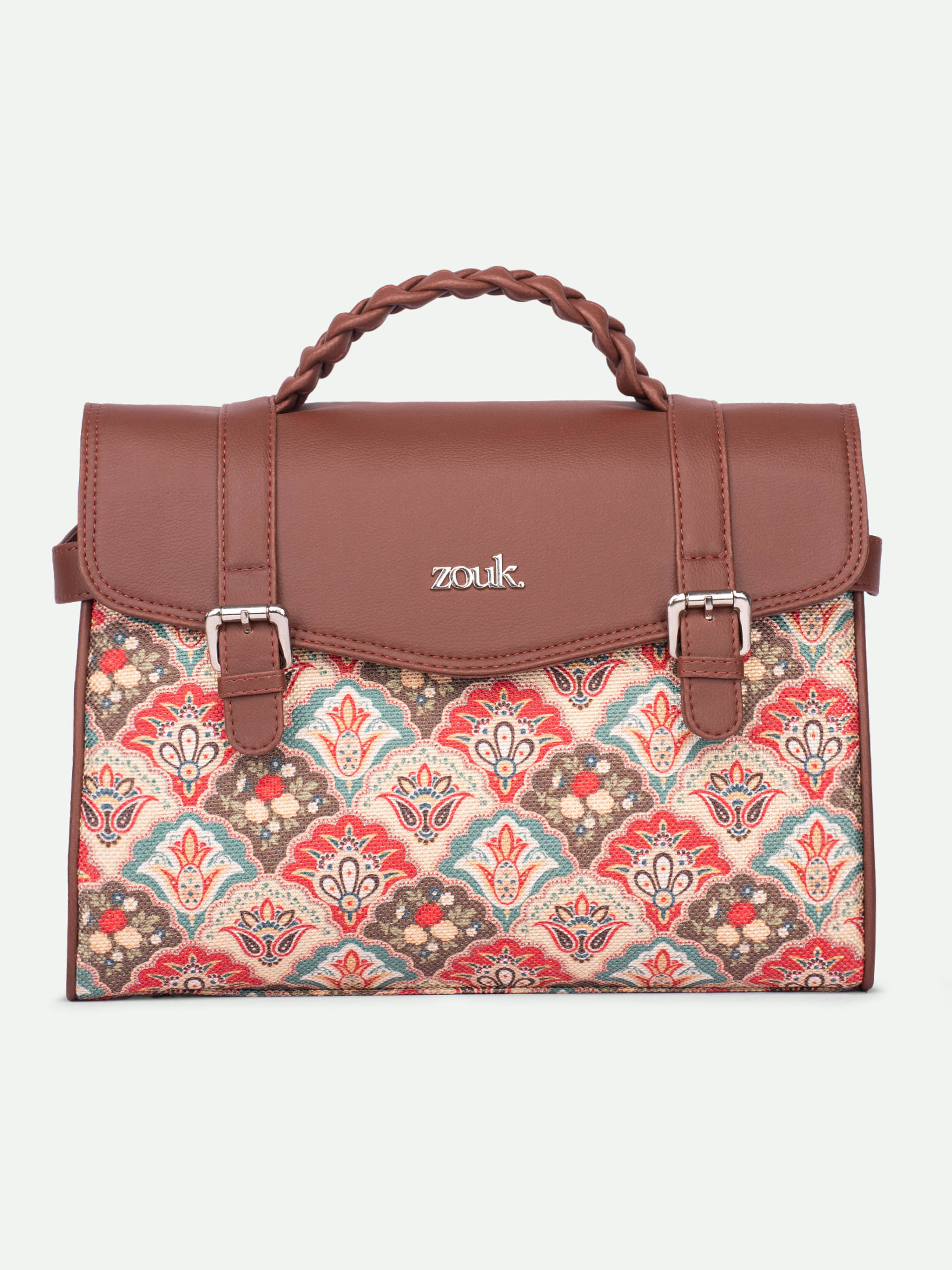     			Zouk Satchel Bag Jute Set of 1 ( Multicolor )