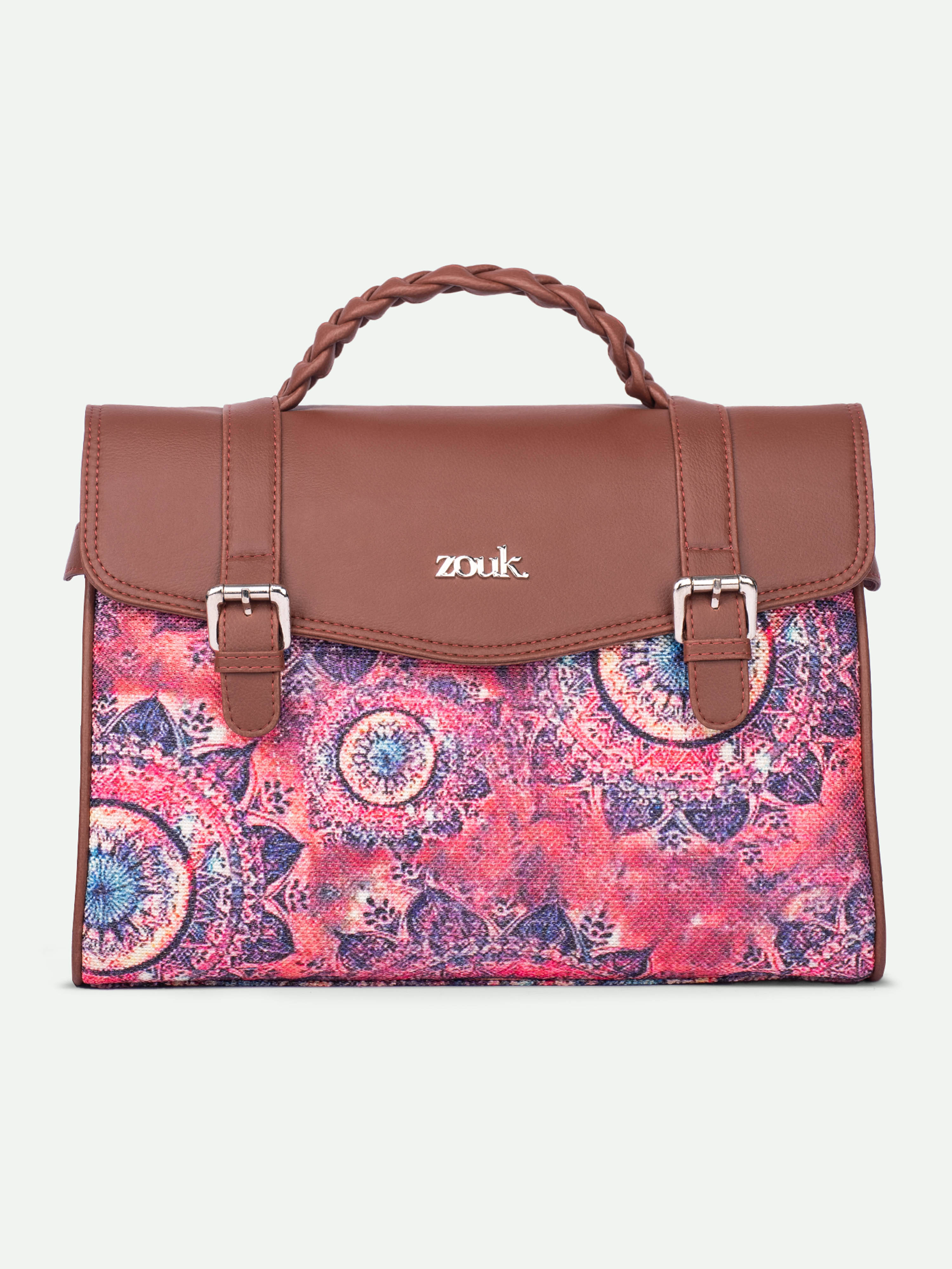     			Zouk Handheld Bag Jute Set of 1 ( Pink )