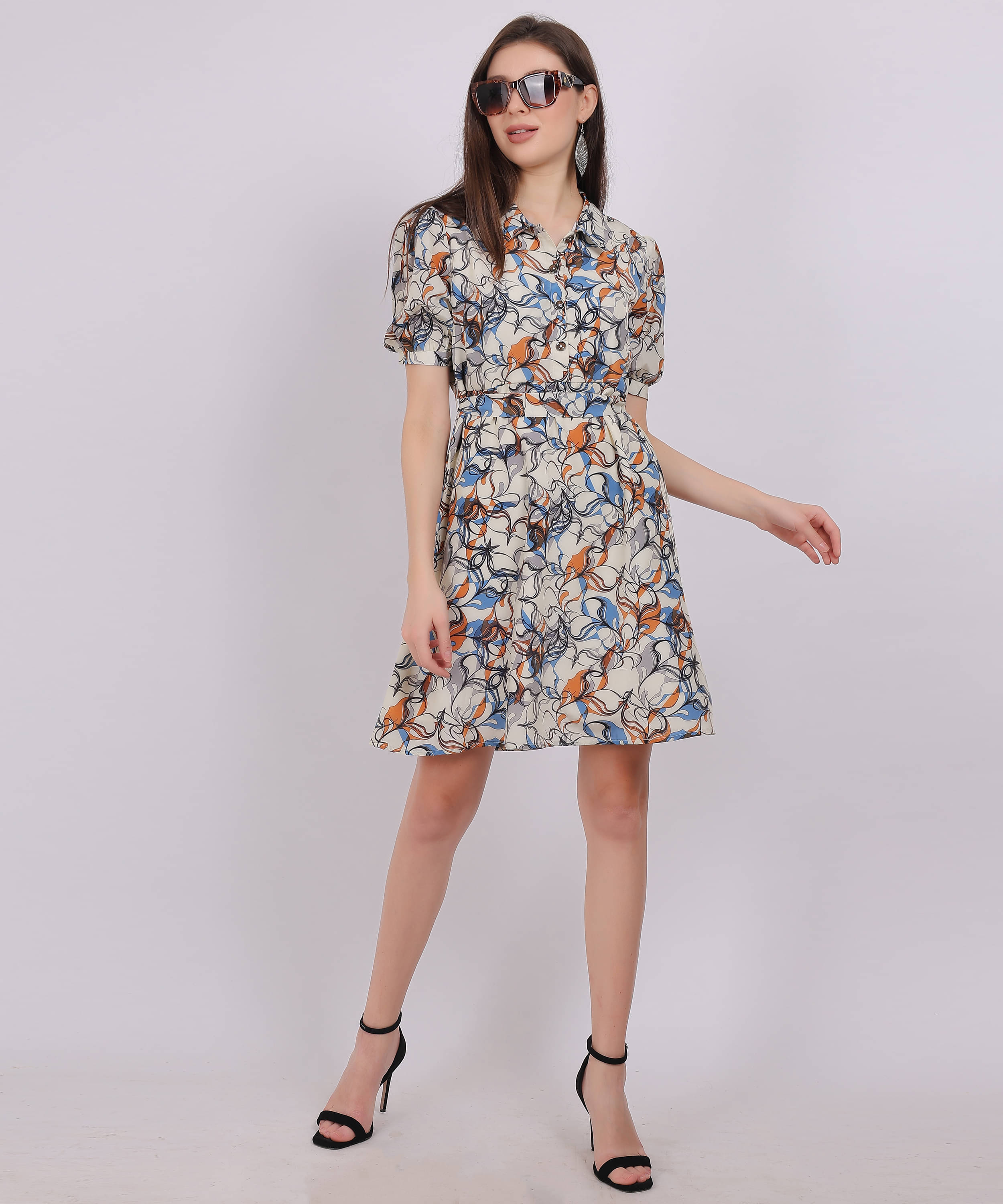 aumbe Women Polyester Printed Shirt Dress ( Yellow ) aumbe Women Polyester Printed Shirt Dress ( Yellow )