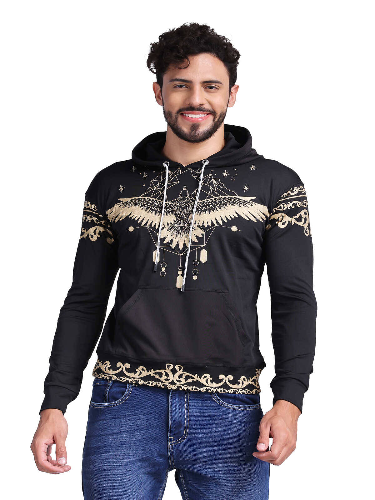     			yellow tree Polyester Hooded Men's Sweatshirt - Black ( Pack of 1 )