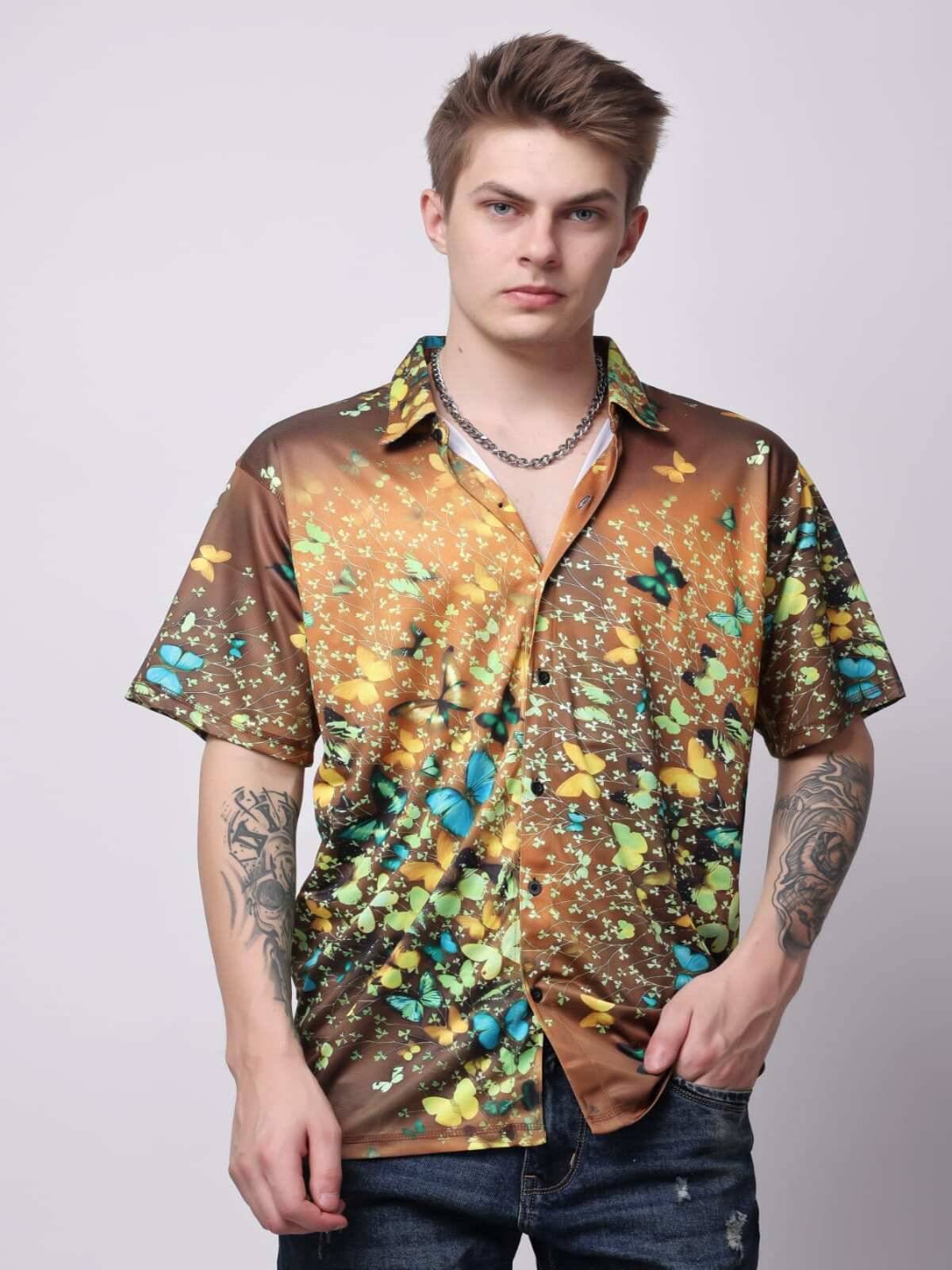     			yellow tree Polyester Regular Fit Printed Half Sleeves Men's Casual Shirt - Multicolor ( Pack of 1 )