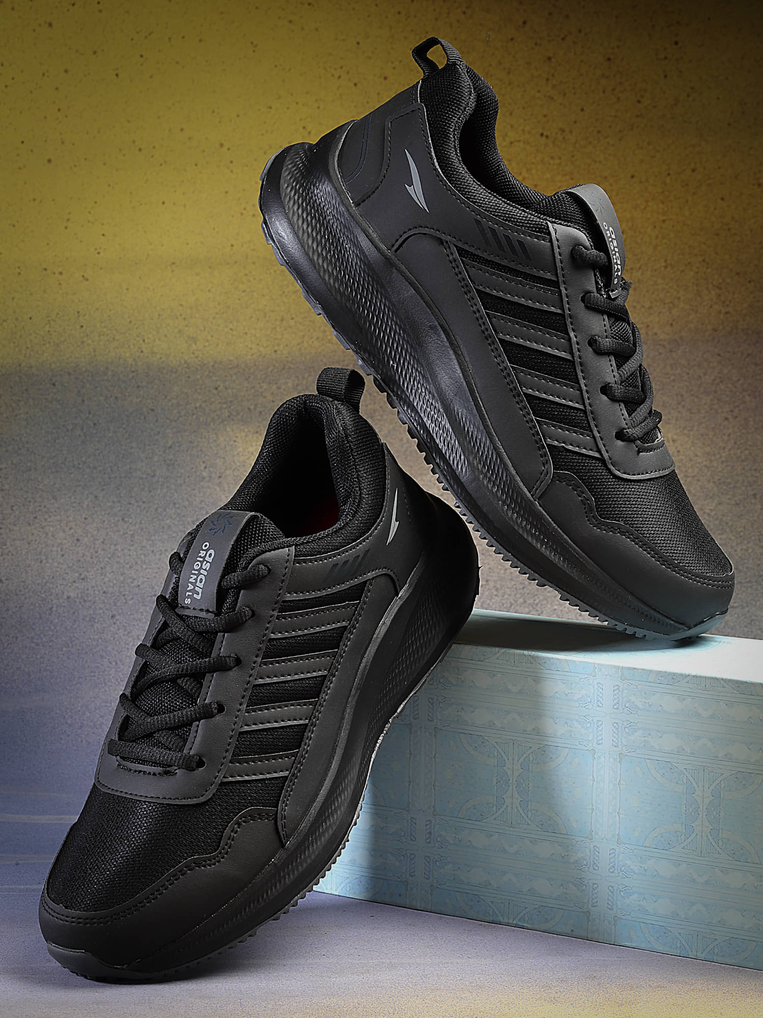     			ASIAN BOSS-02 Black Men's Sports Running Shoes