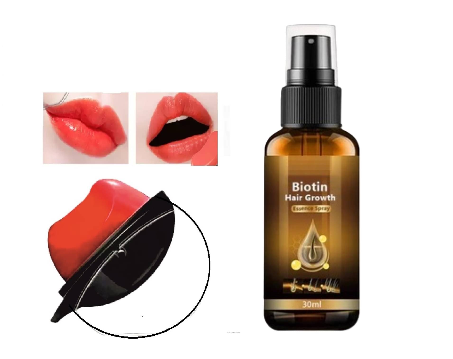     			Biotin Hair Growth Spray 30ml & AppleDesign Red Lipstick, Creamy Look for Girls/Women Combo of 2 Items