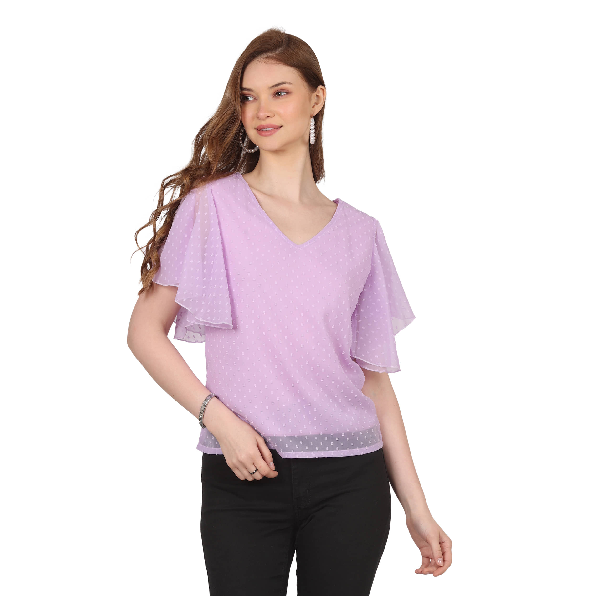 FASHJONS 360 Women's Georgette Regular Top ( Purple )