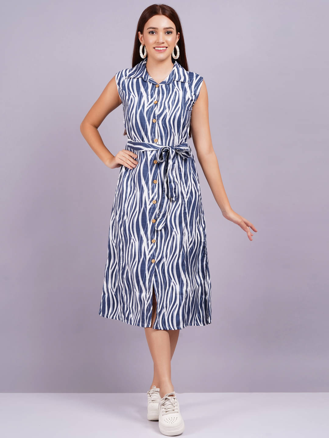     			JAI SHIVAM TRADERS Women Rayon Printed Fit & Flare Dress ( Blue )