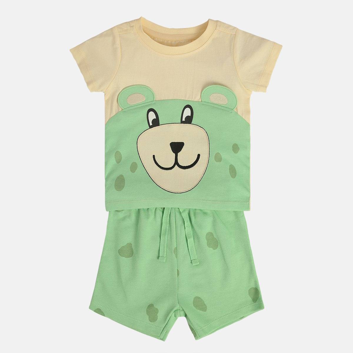     			MINI KLUB Pack of 1 Baby Boys Cotton T-Shirt & Shorts ( Green )