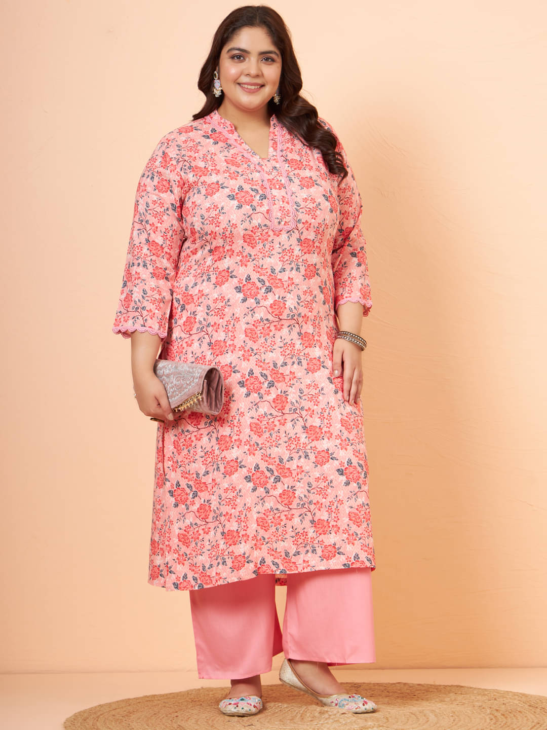 Tissu Rayon Printed Kurti With Palazzo Women's Stitched Salwar Suit - Peach ( Pack of 1 ) Tissu Rayon Printed Kurti With Palazzo Women's Stitched Salwar Suit - Peach ( Pack of 1 )