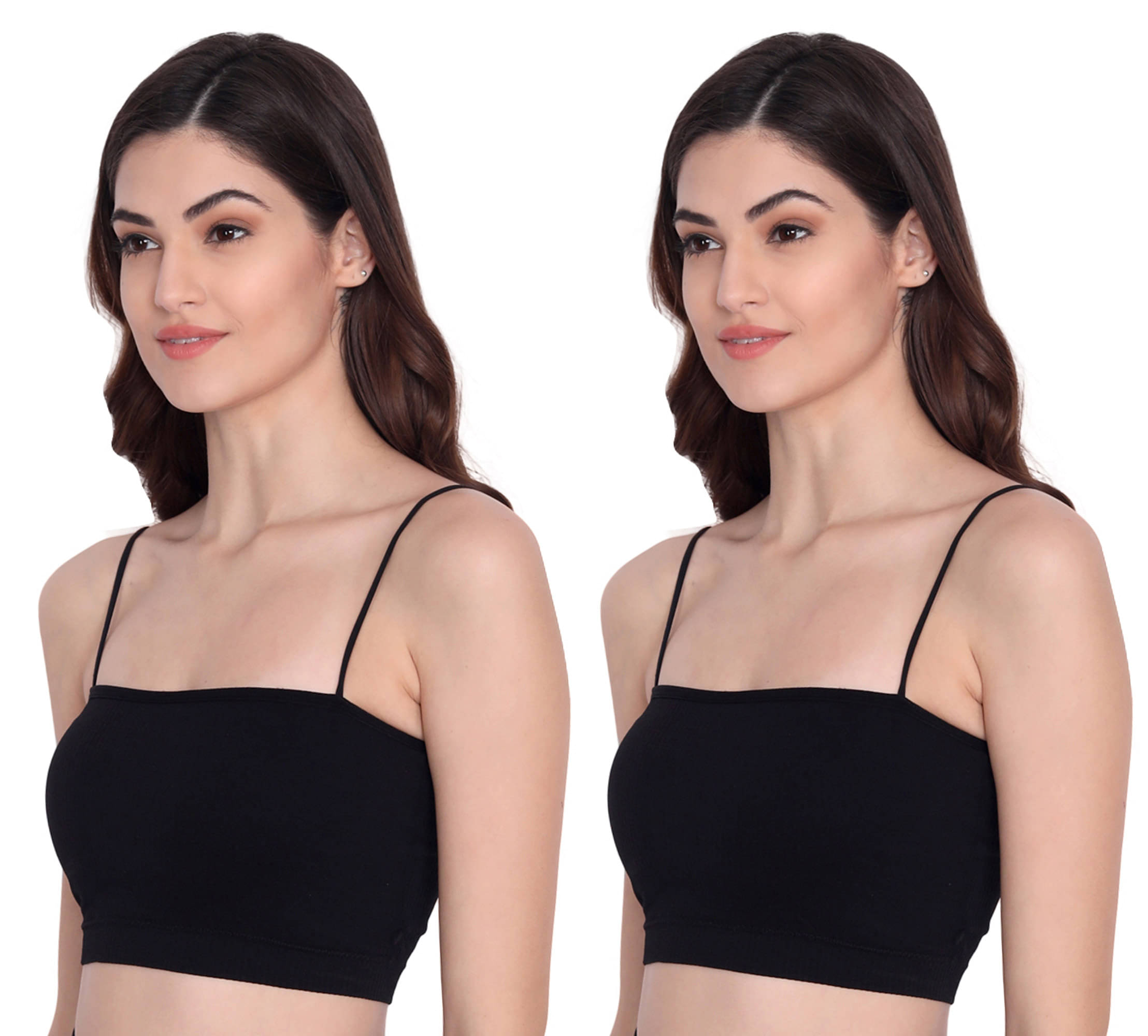 3Mads Pack of 2 Cotton Blend Removable Padding Women's Cami bra ( Black ) GBra009_BK-BK 3Mads Pack of 2 Cotton Blend Removable Padding Women's Cami bra ( Black ) GBra009_BK-BK
