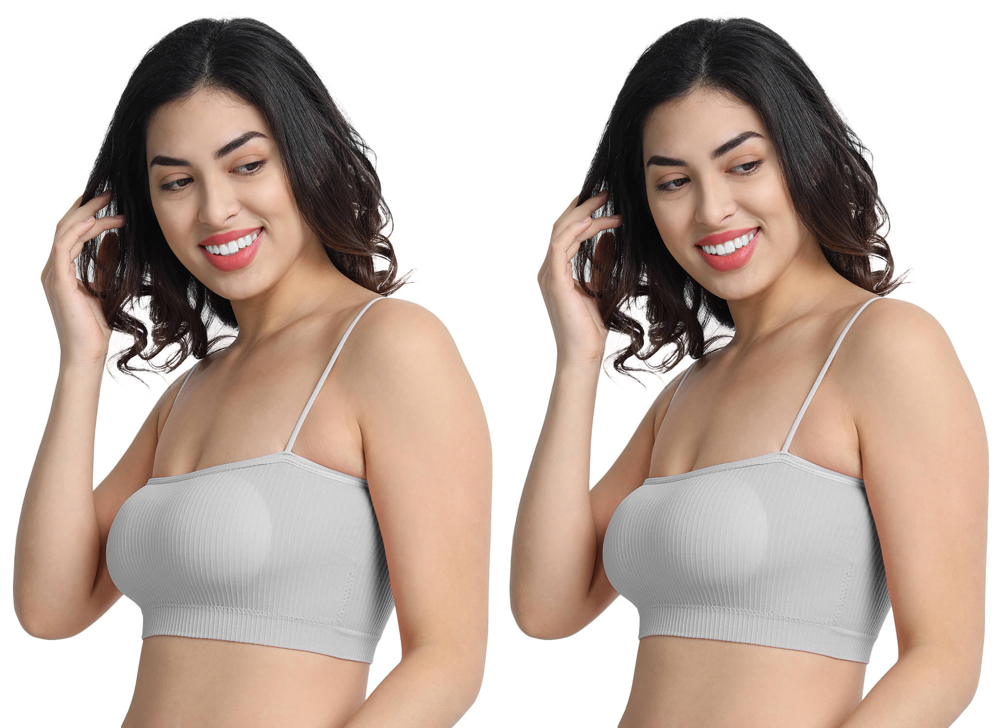 3Mads Pack of 2 Cotton Blend Removable Padding Women's Everyday Bra ( Grey Melange ) GBra009_GR_GR 3Mads Pack of 2 Cotton Blend Removable Padding Women's Everyday Bra ( Grey Melange ) GBra009_GR_GR