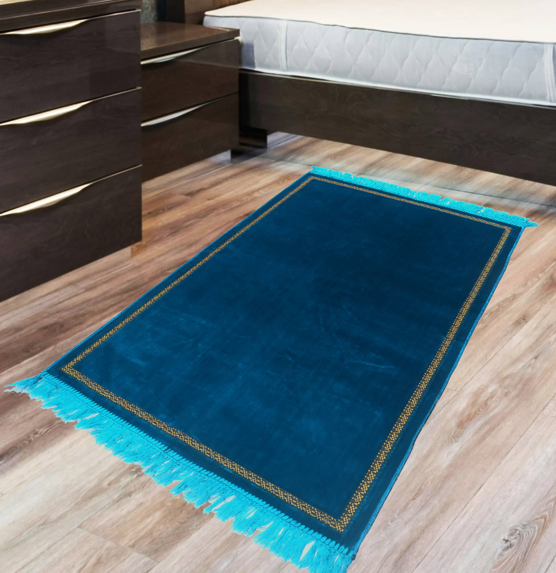 ADIRNY Blue Single Regular Velvet Prayer Mat ( 110 X 70 cm ) ADIRNY Blue Single Regular Velvet Prayer Mat ( 110 X 70 cm )