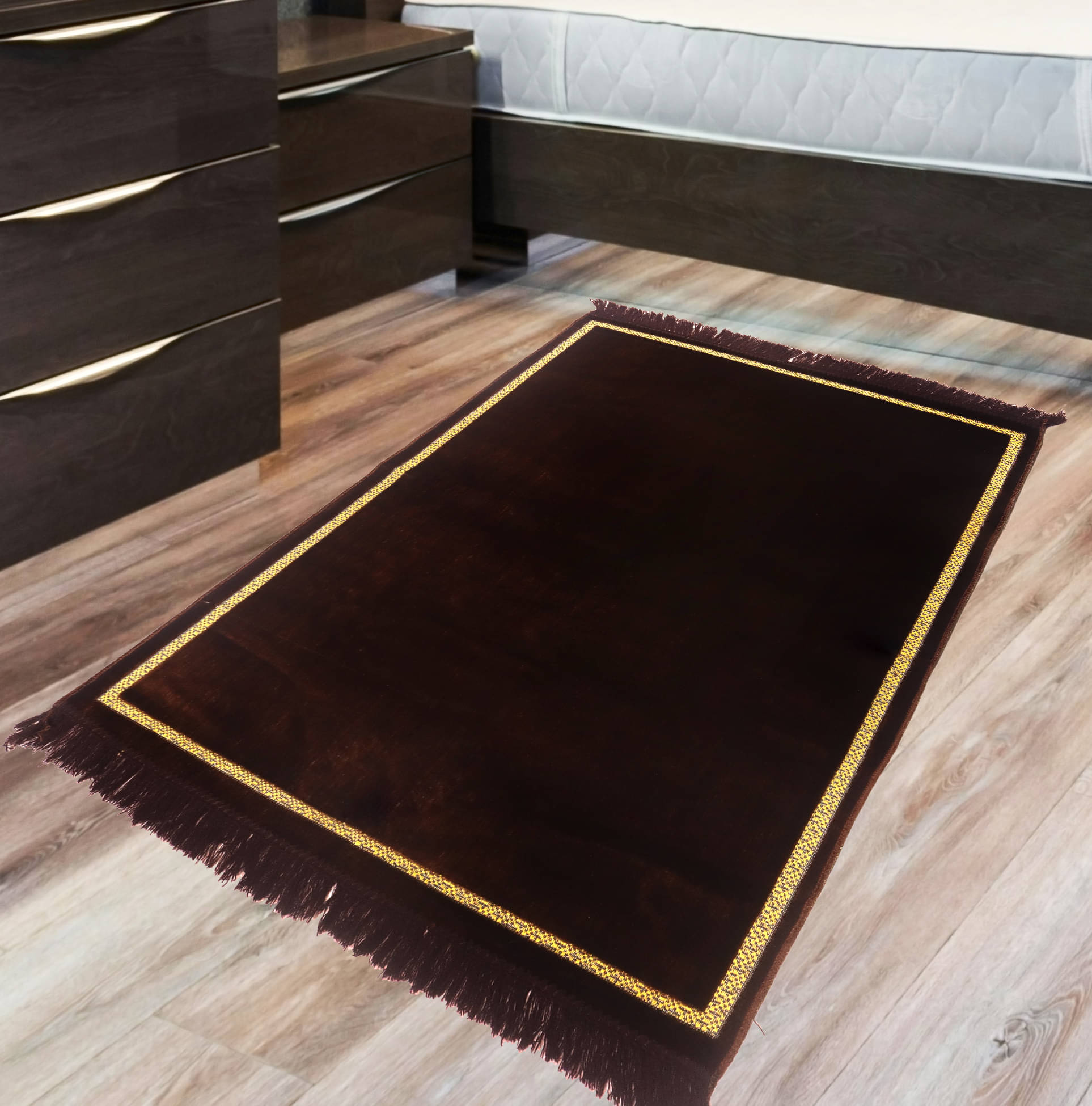     			ADIRNY Brown Single Regular Velvet Prayer Mat ( 110 X 70 cm )