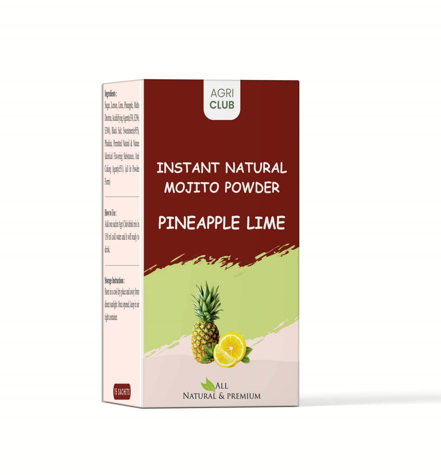 Agri Club Pineapple Lime Mojito Drink Powder Instant Mix 15 Sachets 225 gm Agri Club Pineapple Lime Mojito Drink Powder Instant Mix 15 Sachets 225 gm