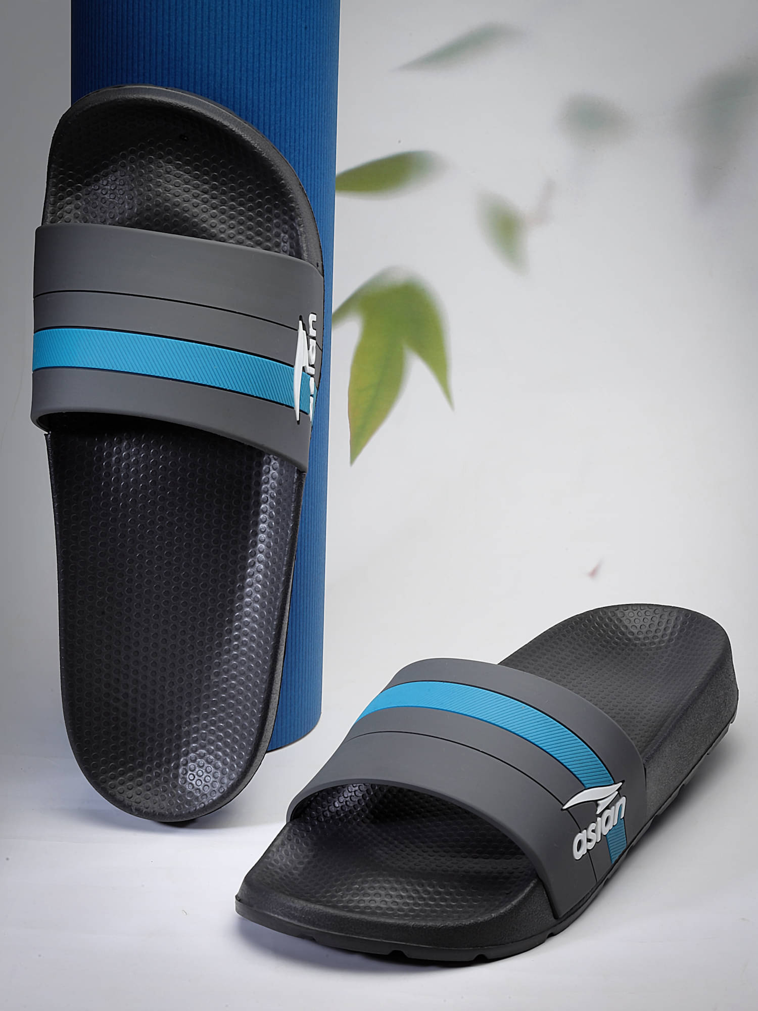     			ASIAN Dark Grey Men's Slide Flip Flop