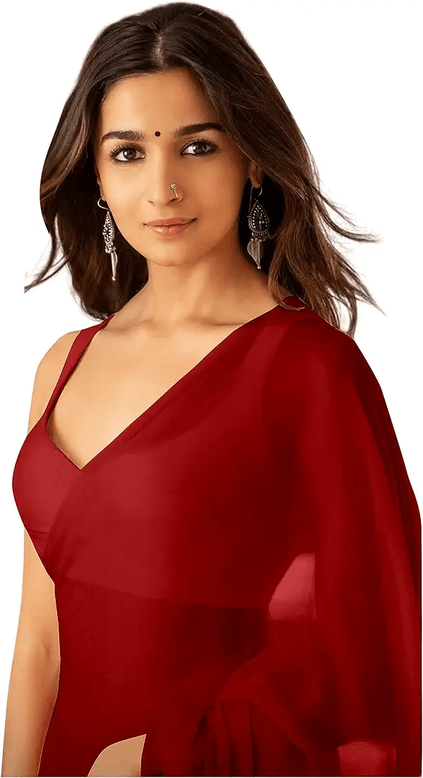     			ASTYLOR Georgette Solid Saree Without Blouse Piece ( Maroon )