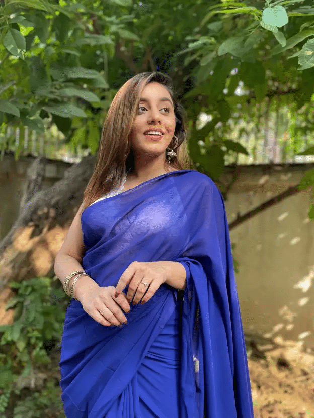 ASTYLOR Georgette Solid Saree Without Blouse Piece ( Blue ) ASTYLOR Georgette Solid Saree Without Blouse Piece ( Blue )