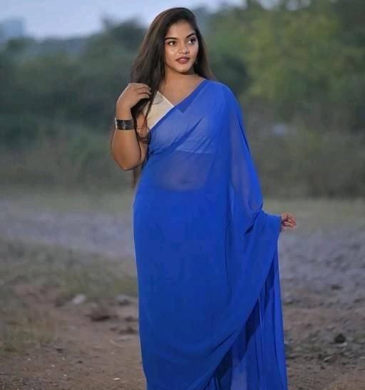     			ASTYLOR Georgette Solid Saree Without Blouse Piece ( Blue )