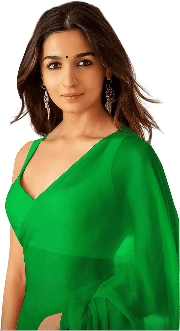     			ASTYLOR Georgette Solid Saree Without Blouse Piece ( Light Green )