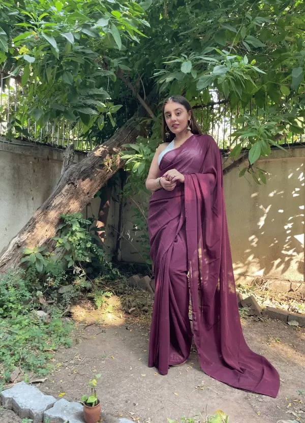     			ASTYLOR Georgette Solid Saree Without Blouse Piece ( Maroon )