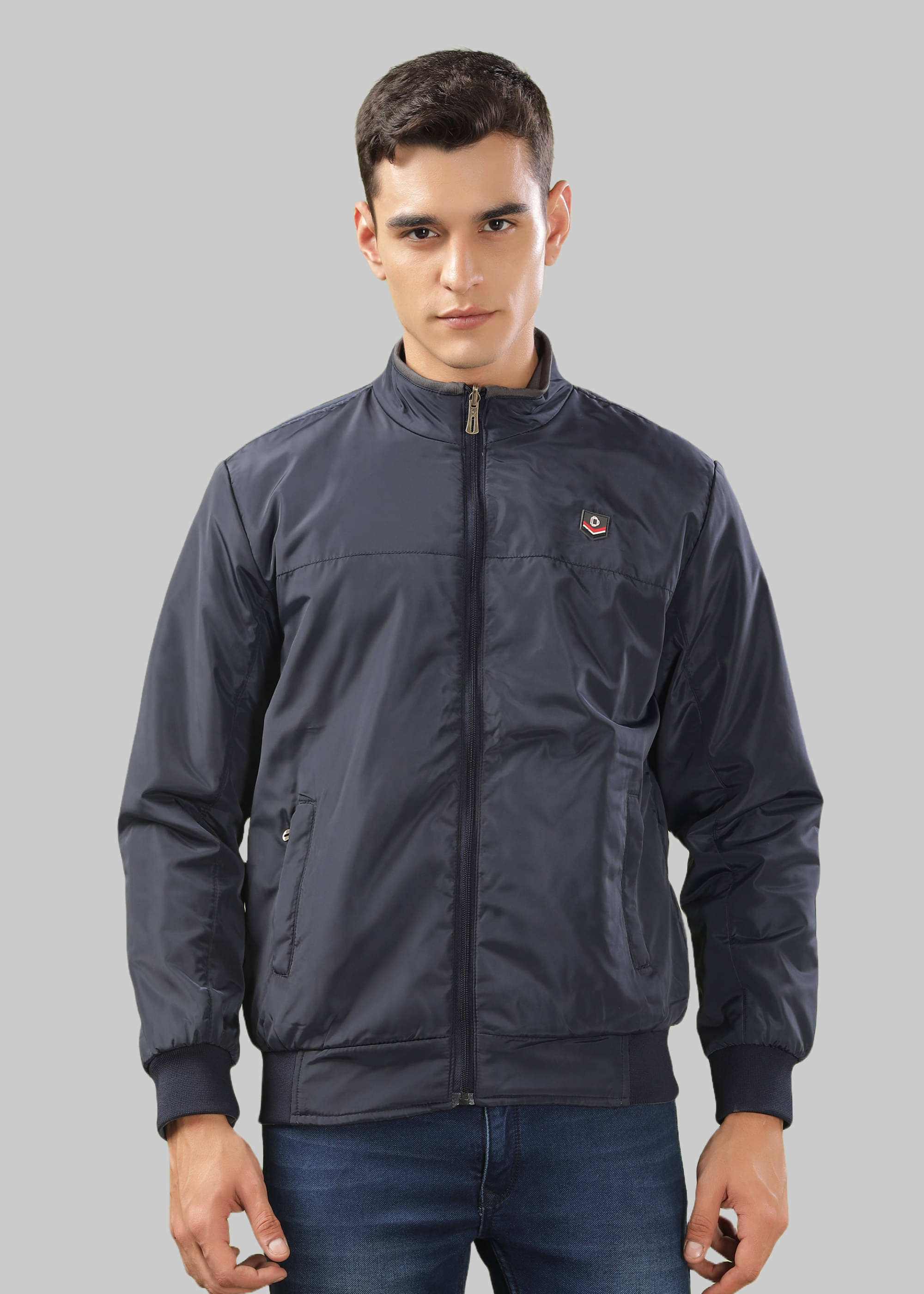     			Dollar Polyester Men's Quilted & Bomber Jacket - Navy Blue ( Pack of 1 )