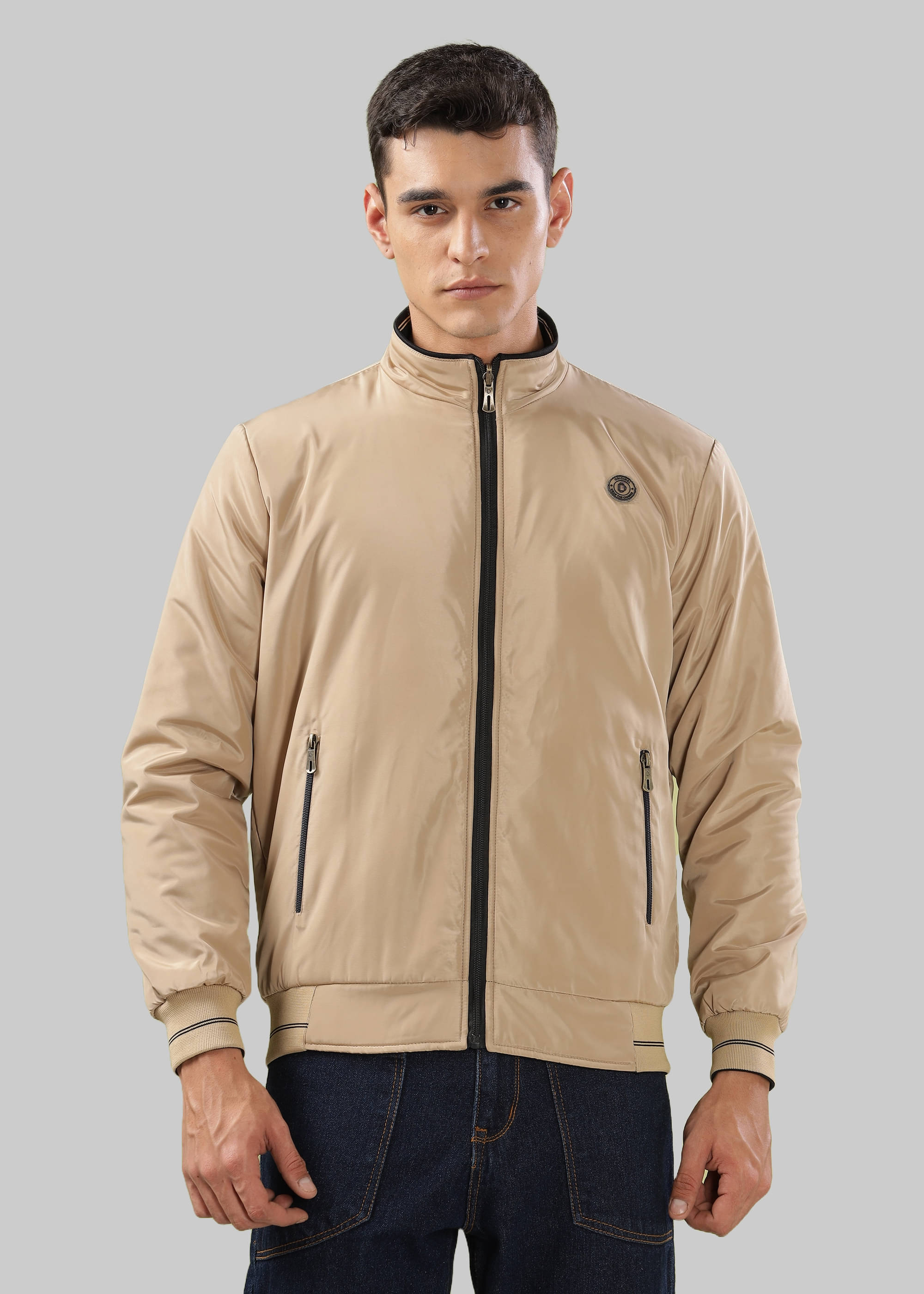 Dollar Polyester Men's Quilted & Bomber Jacket - Beige ( Pack of 1 ) Dollar Polyester Men's Quilted & Bomber Jacket - Beige ( Pack of 1 )