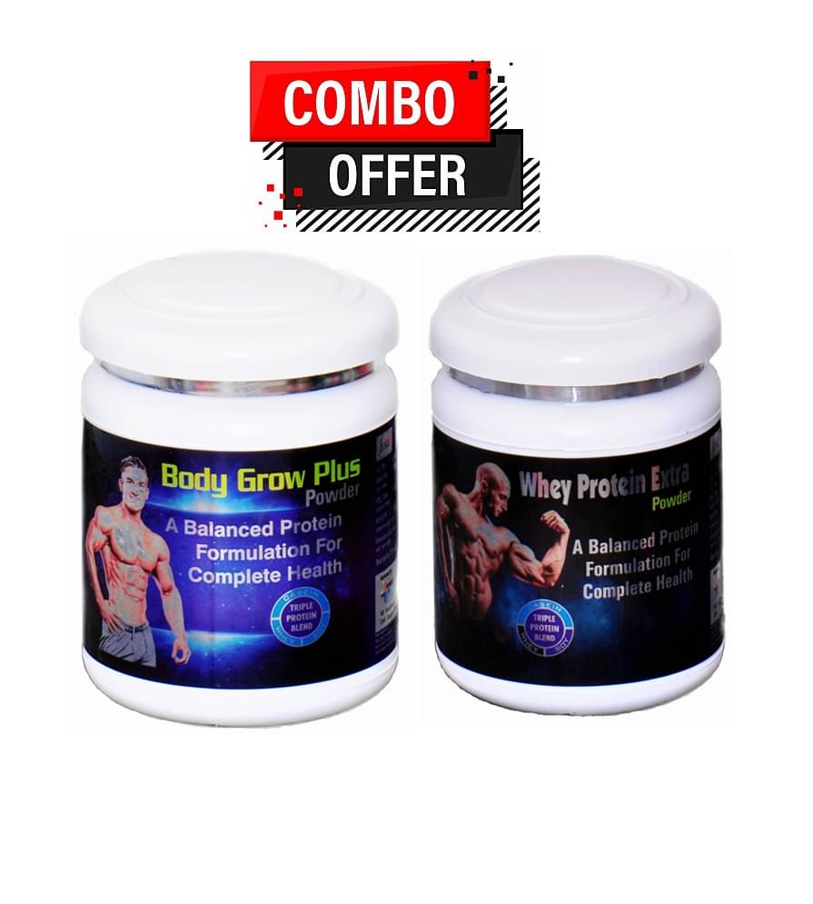 Dr. Chopra Rikhi Body Grow Plus Powder 300gm & Whey Protein Extra Powder 300 gm Chocolate     			Dr. Chopra Rikhi Body Grow Plus Powder 300gm & Whey Protein Extra Powder 300 gm Chocolate