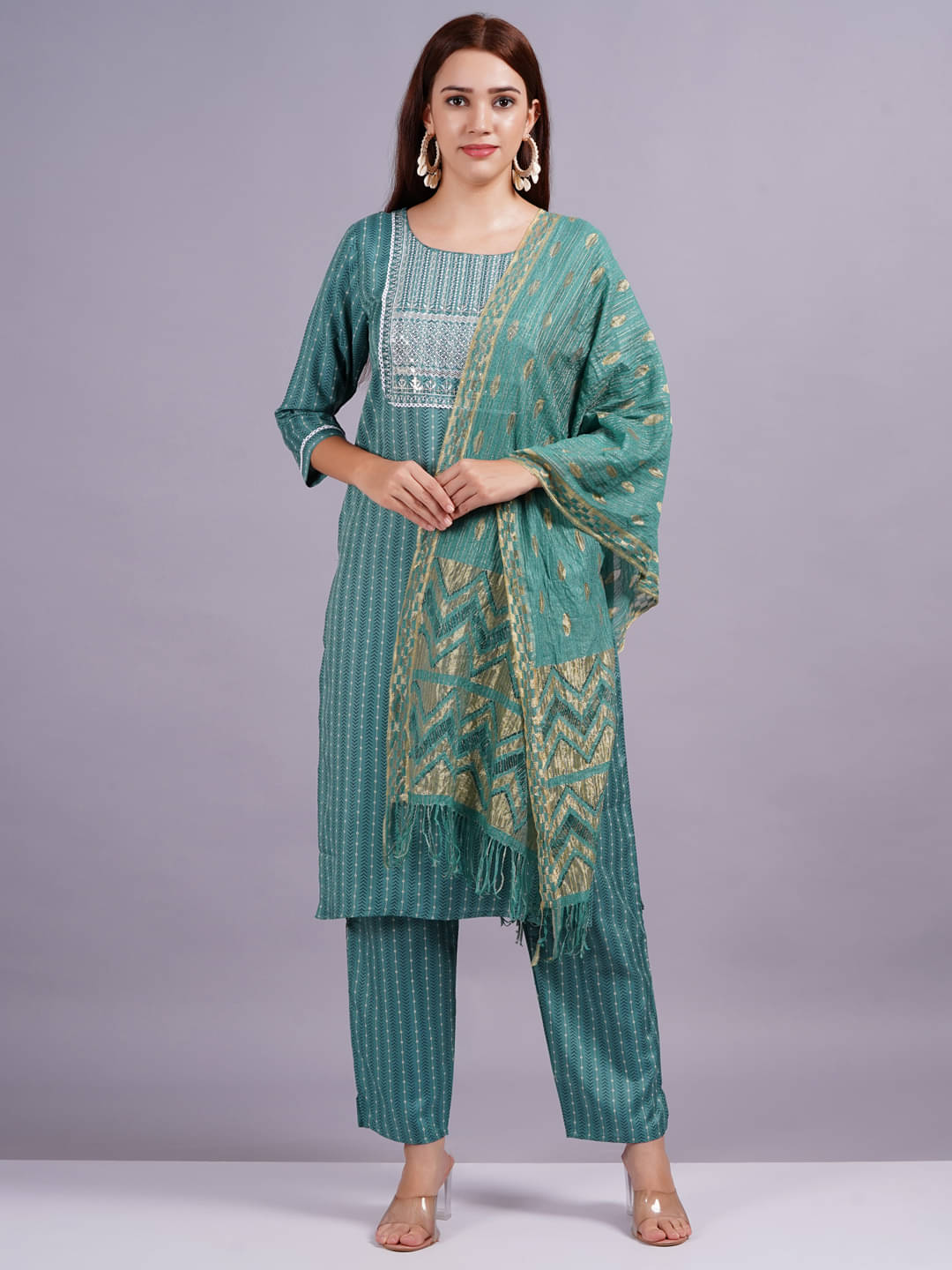 HIGHLIGHT FASHION EXPORT Silk Printed Kurti With Pants Women's Stitched Salwar Suit - Green ( Pack of 1 ) HIGHLIGHT FASHION EXPORT Silk Printed Kurti With Pants Women's Stitched Salwar Suit - Green ( Pack of 1 )