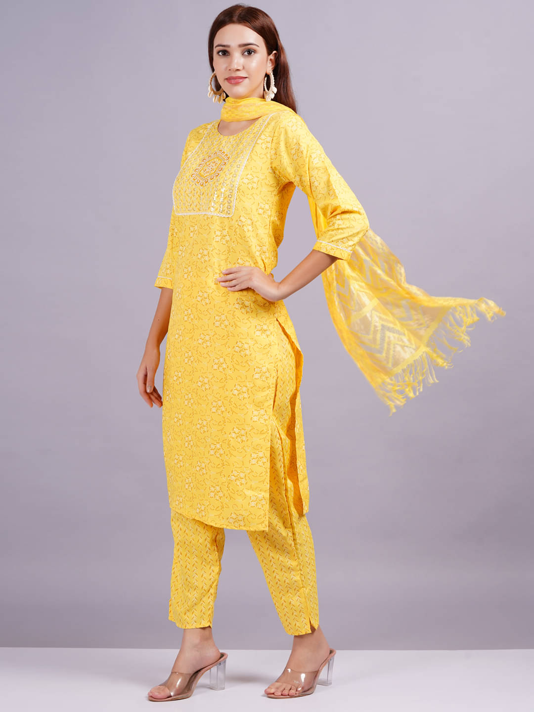     			HIGHLIGHT FASHION EXPORT Silk Printed Kurti With Pants Women's Stitched Salwar Suit - Yellow ( Pack of 1 )