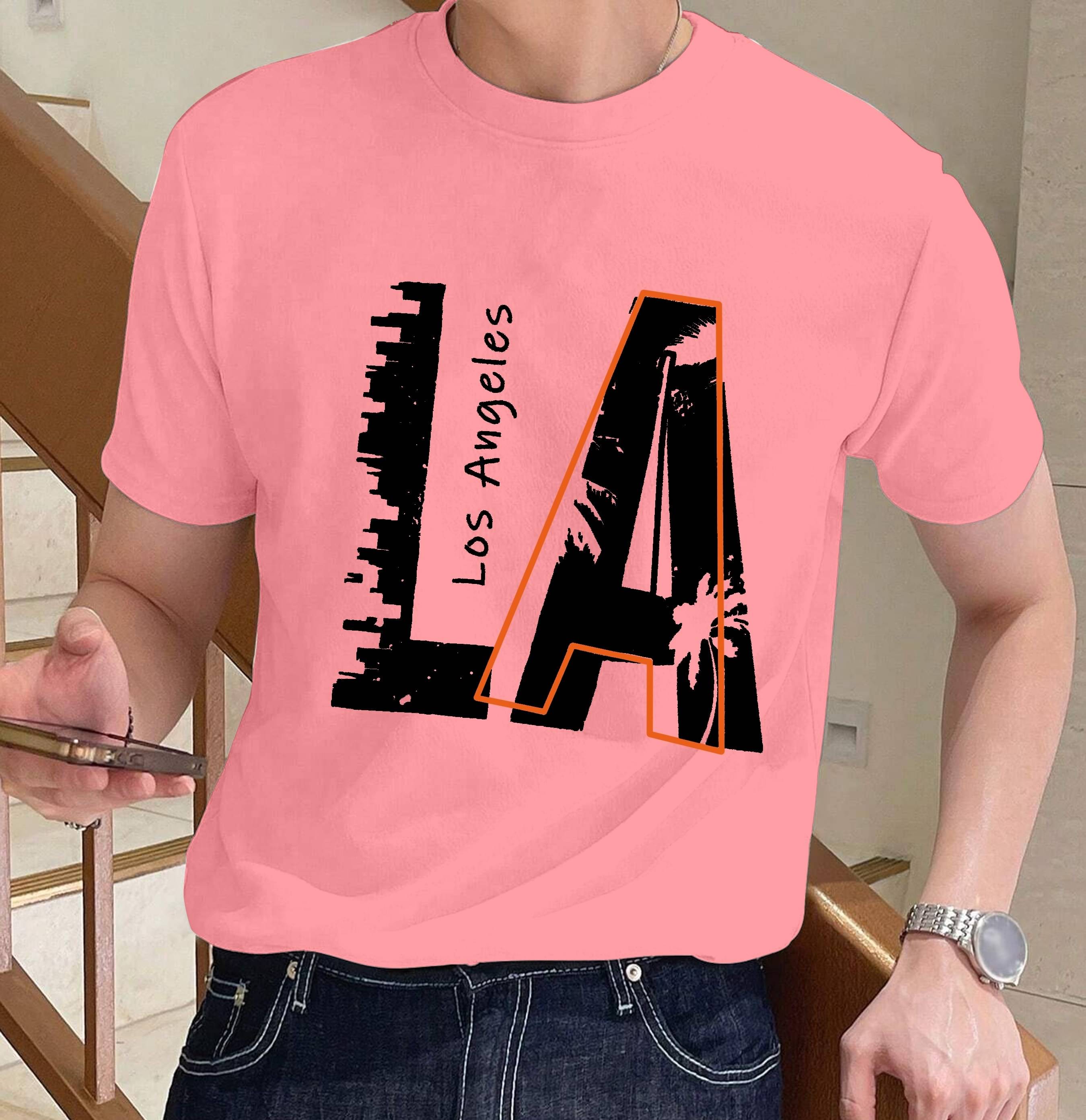     			KAJARU Polyester Regular Fit Self Design Half Sleeves Men's Round T-Shirt - Pink ( Pack of 1 )