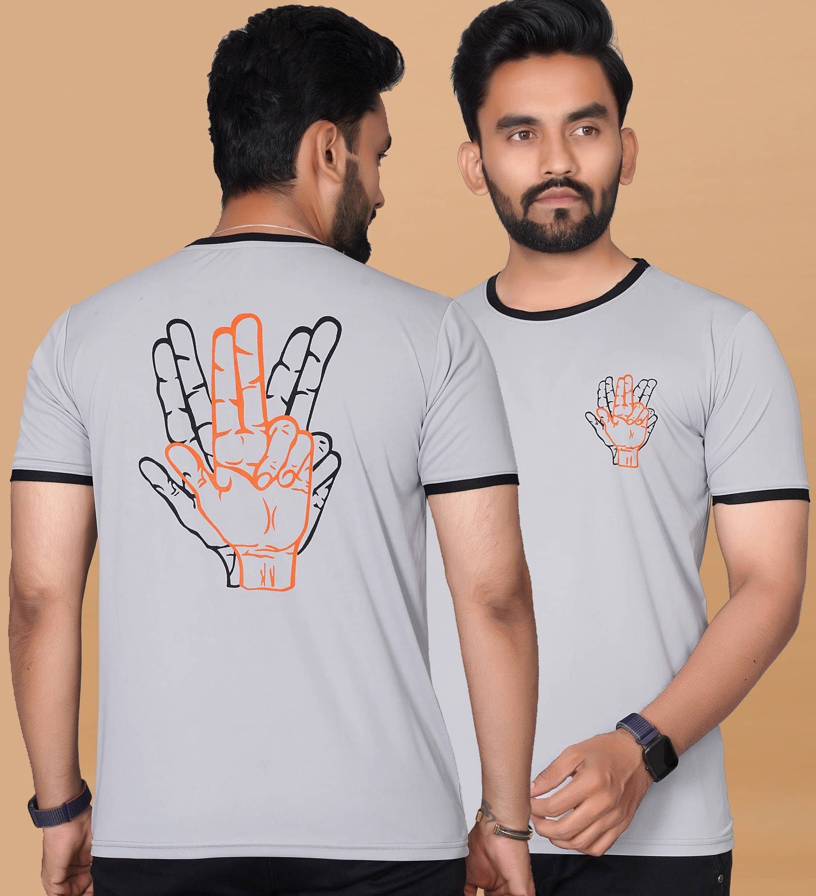     			KAJARU Pack of 1 Polyester Regular Fit Men's T-Shirt ( Grey )