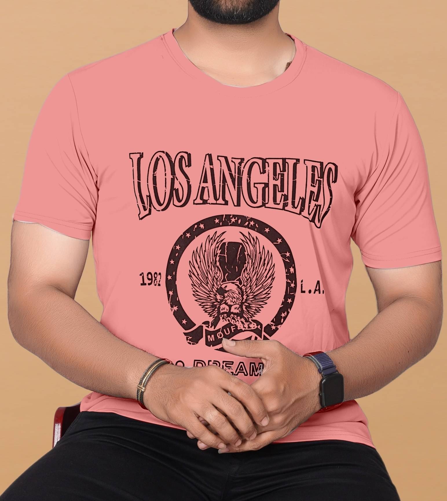 KAJARU Polyester Regular Fit Self Design Half Sleeves Men's Round T-Shirt - Pink ( Pack of 1 ) KAJARU Polyester Regular Fit Self Design Half Sleeves Men's Round T-Shirt - Pink ( Pack of 1 )