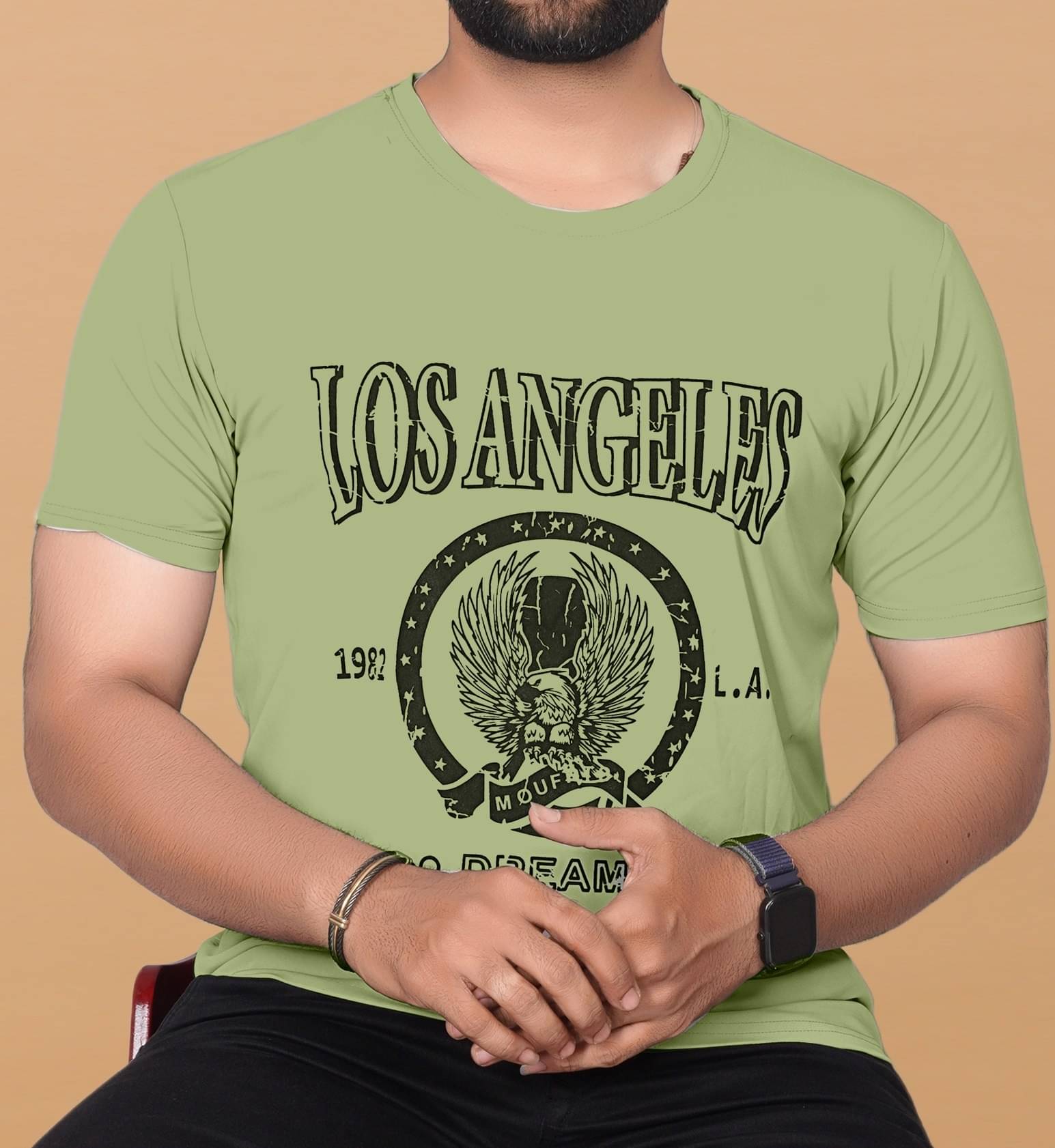     			KAJARU Polyester Regular Fit Self Design Half Sleeves Men's Round T-Shirt - Green ( Pack of 1 )