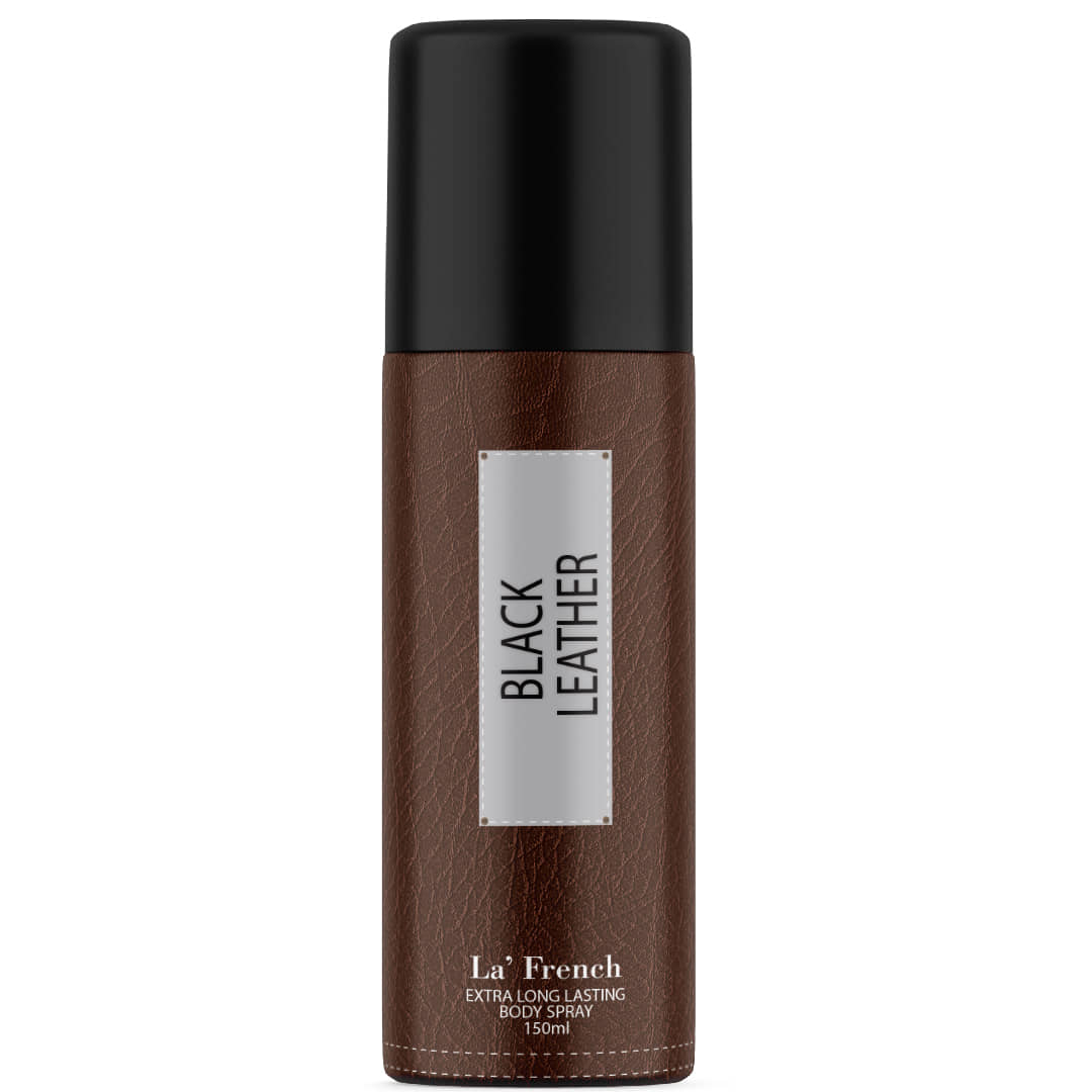 La French Black Leather Deodorant For Men , Long Lasting Deodorant Spray All Day Freshness , 150 ml (Pack of 1)