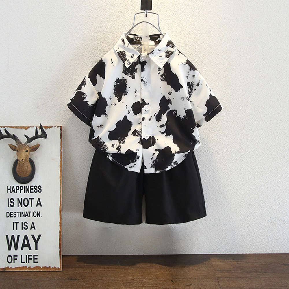 Ocvito Pack of 1 Boys Cotton Shirt & Shorts ( Black )