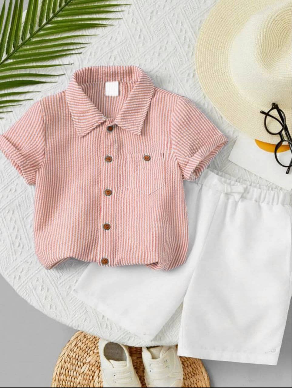 Ocvito Pack of 1 Boys Cotton Shirt & Shorts ( Magenta )