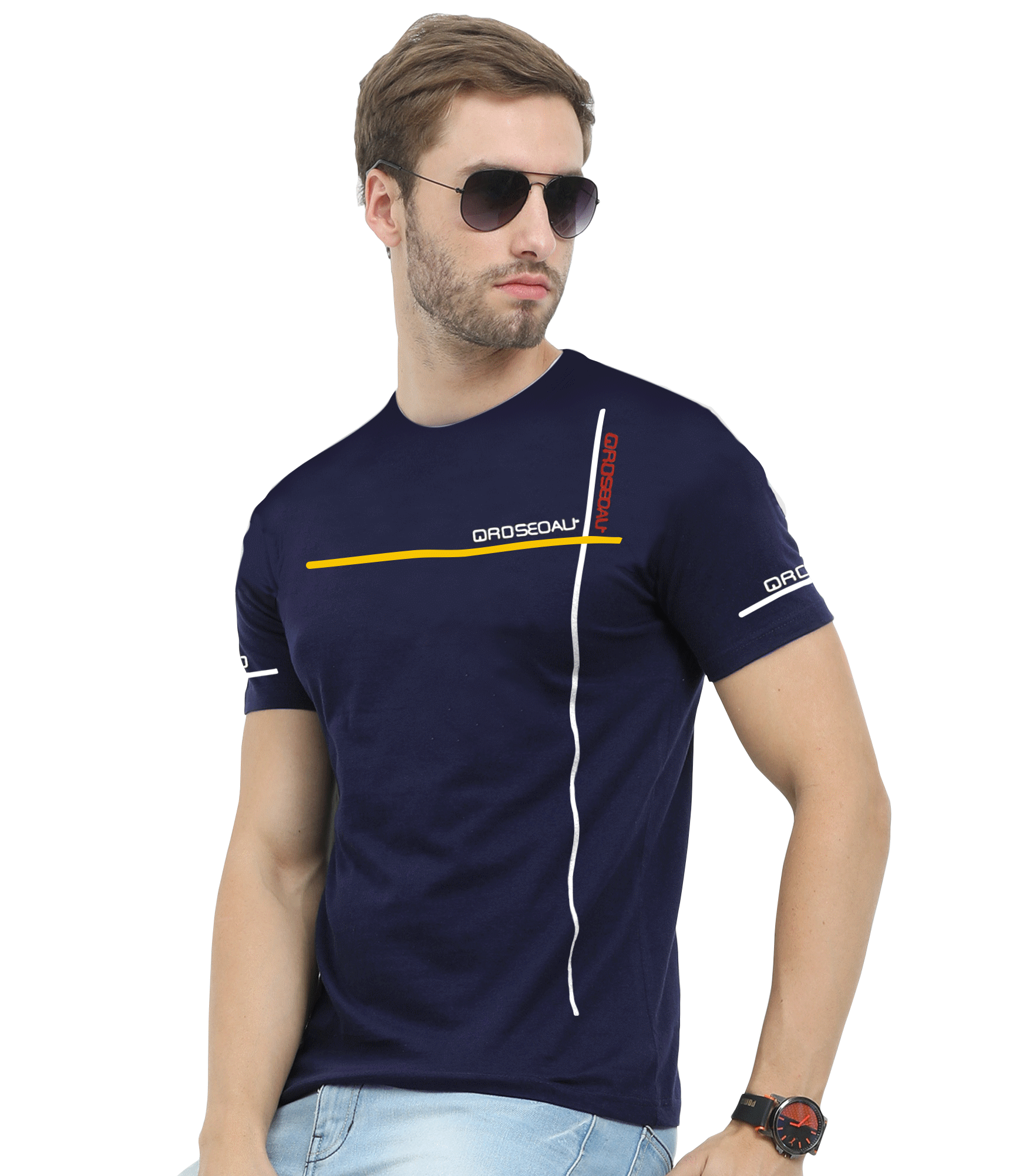 Reya Pack of 1 Cotton Blend Regular Fit Men's T-Shirt ( Blue ) Reya Pack of 1 Cotton Blend Regular Fit Men's T-Shirt ( Blue )