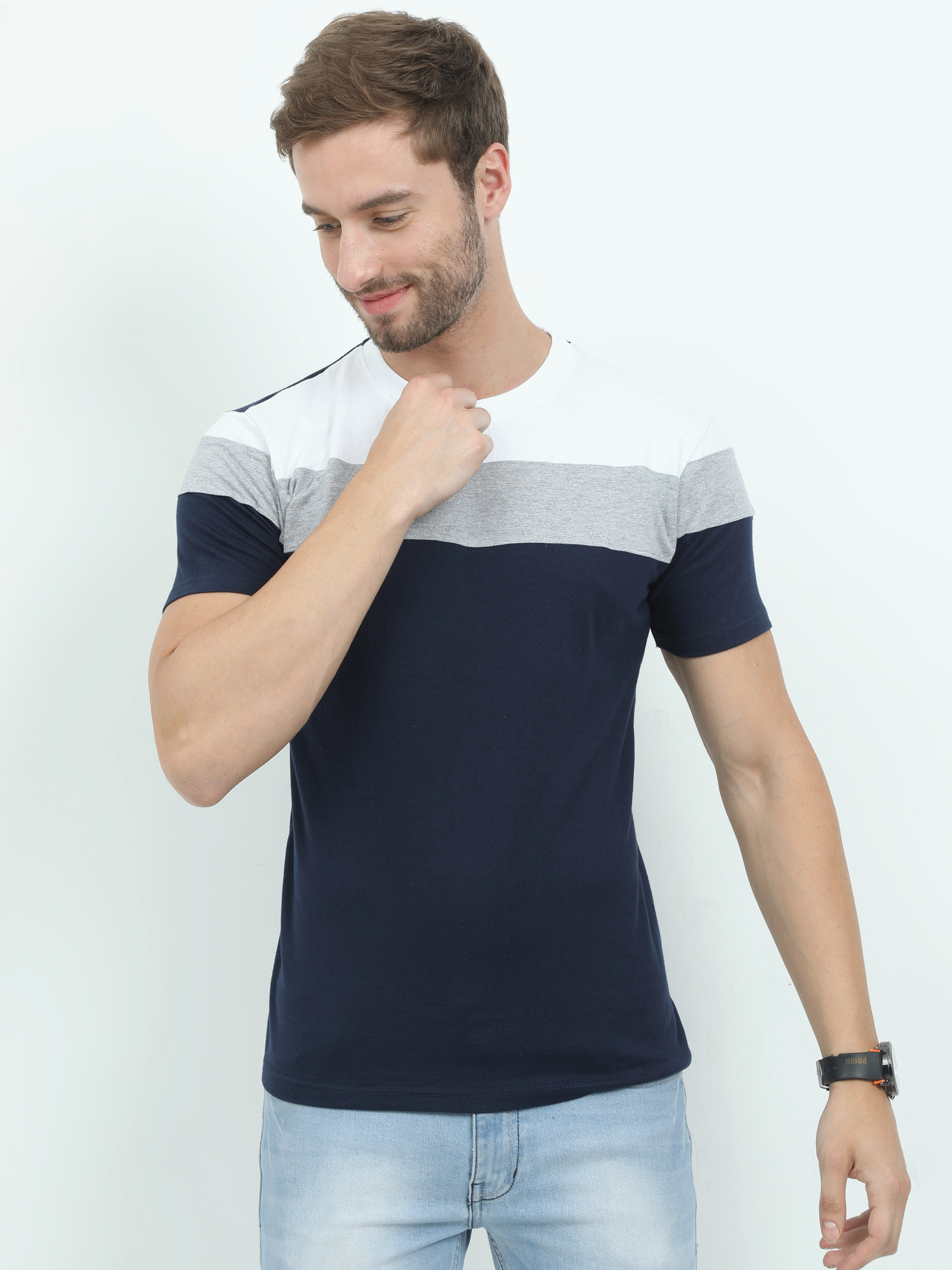 Reya Pack of 1 Cotton Blend Regular Fit Men's T-Shirt ( Blue )