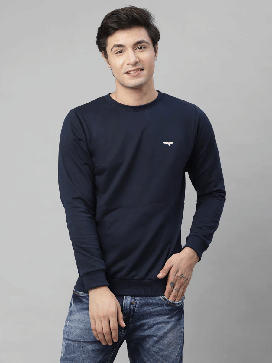     			Reya Cotton Blend Round Neck Men's Sweatshirt - Blue ( Pack of 1 )