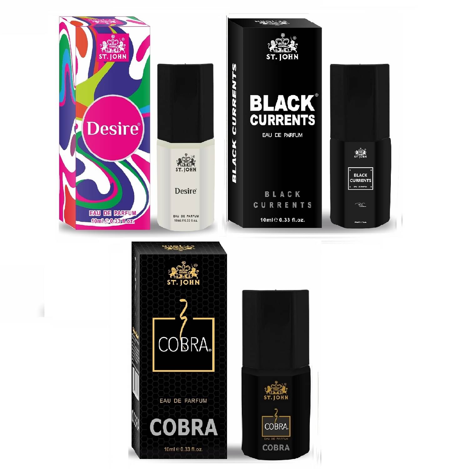 St. John Desire, Black current, Cobra Pocket Perfume for Men 100 ml ( Pack of 3 ) St. John Desire, Black current, Cobra Pocket Perfume for Men 100 ml ( Pack of 3 )