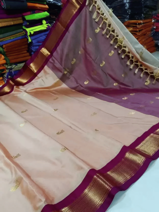     			VEERAIVA Cotton Silk Woven Saree With Unstitched Blouse Piece ( Peach )
