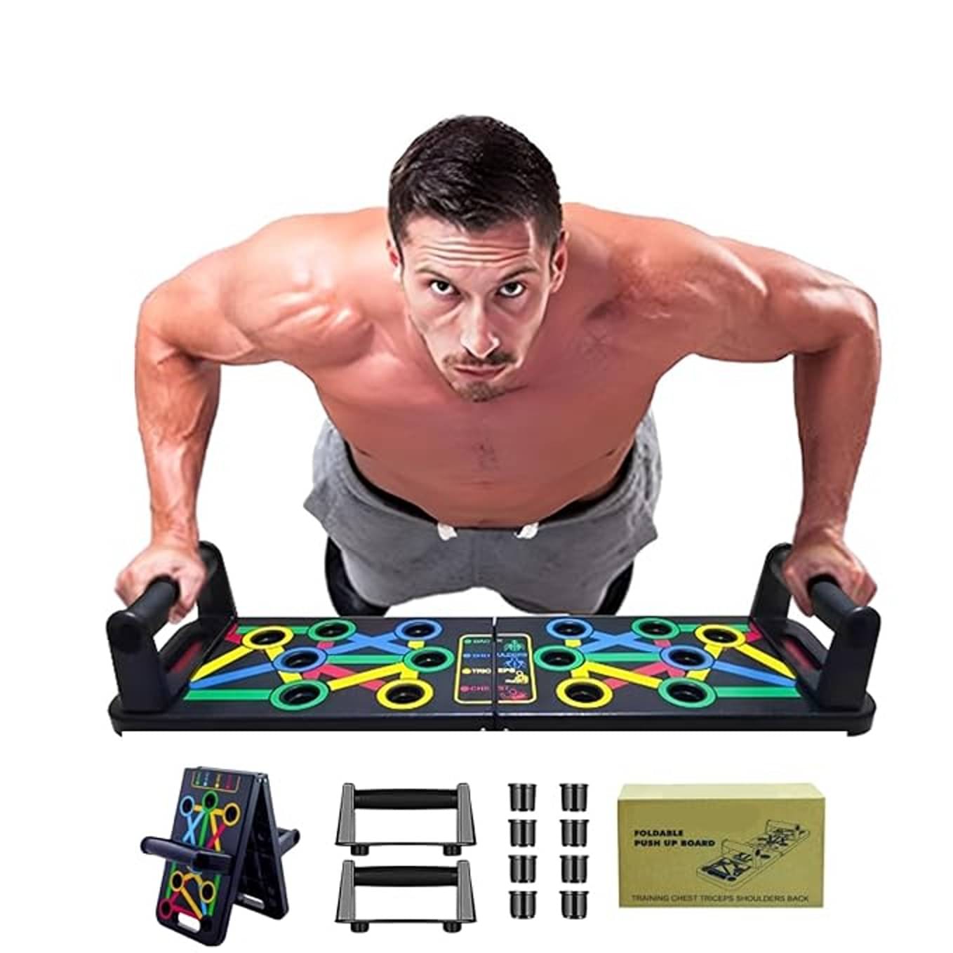     			VOLTEX  Push Up Board -with 14-in-one Muscle Toning System, Multifunctional Colour Coded Foldable Push up Board for Body
